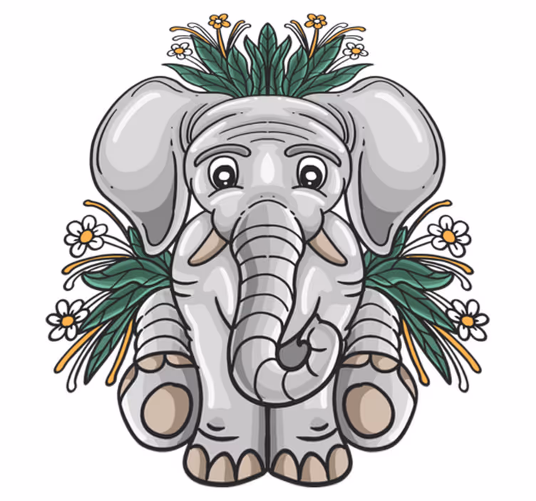 Tappeto vinile animali illustrazione elefante carino - TenStickers