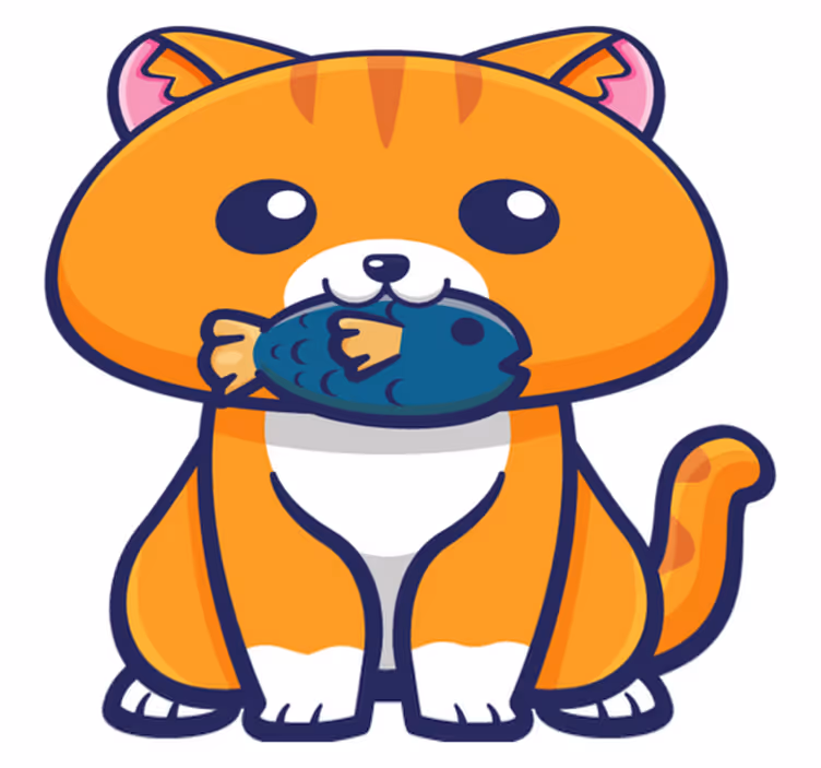 Tappeto vinile animali gatto carino con pesce - TenStickers