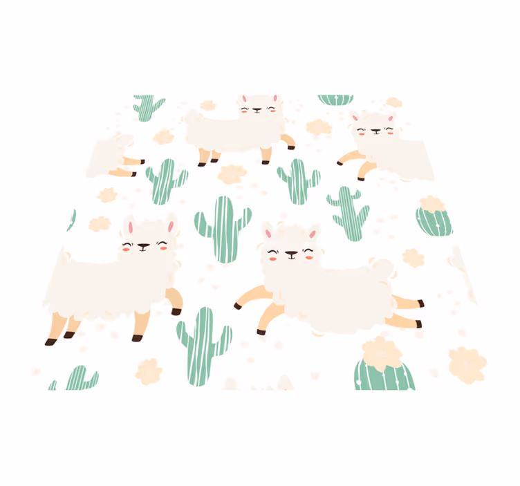 Tappeto vinile animali lama e cactus carini - TenStickers