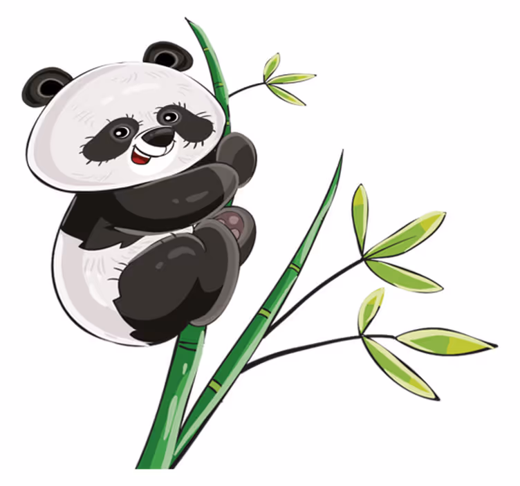 Tappeto vinile animali panda che scala il bamboo - TenStickers