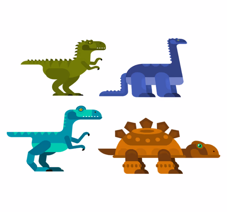 Tappeto vinile animali dinosauri colorati in movimento - TenStickers