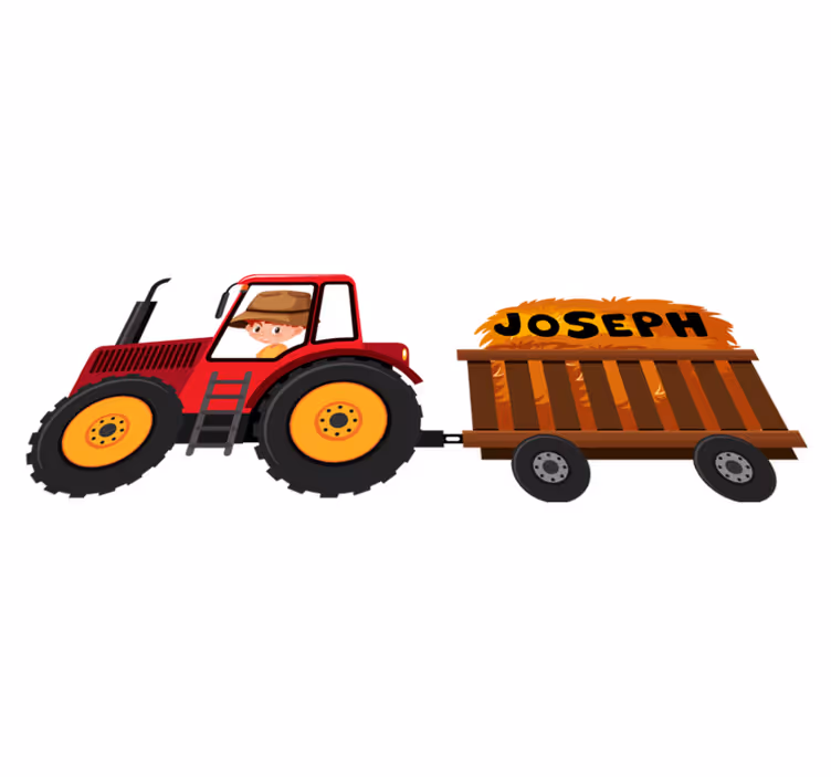 Tappeto vinile animali trattore con fieno - TenStickers