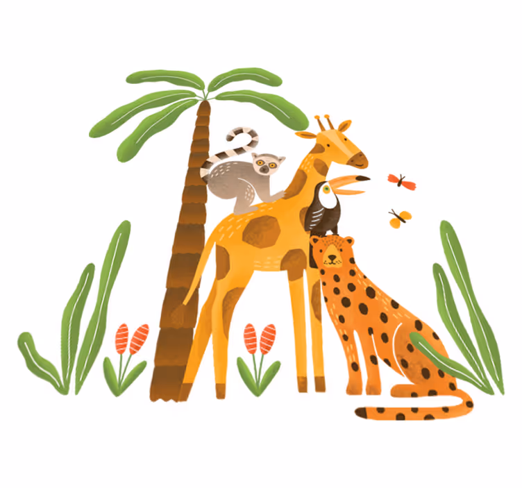 Tappeto vinile animali ambientazione giungla giocosa - TenStickers