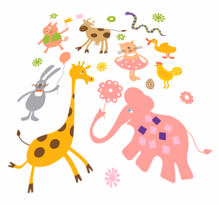 Tappeto vinile animali creature colorate - TenStickers