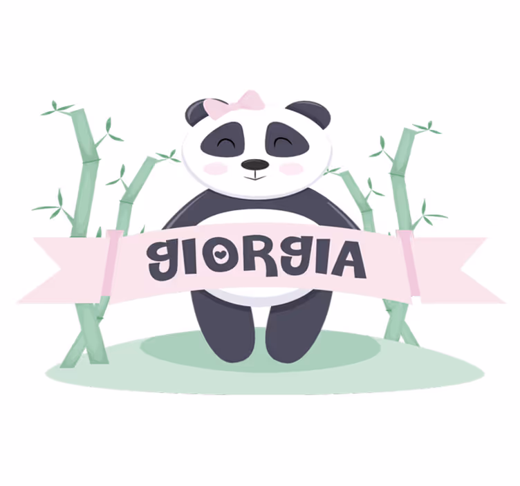 Tappeto vinile animali panda baby con nome - TenStickers