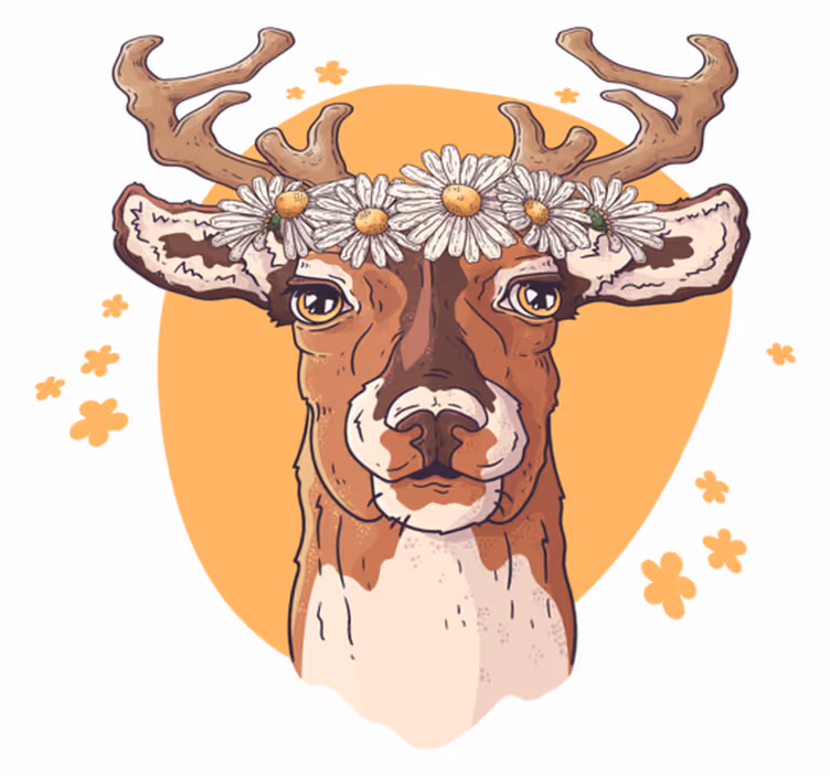 Tappeto vinile animali cervo con fiori - TenStickers
