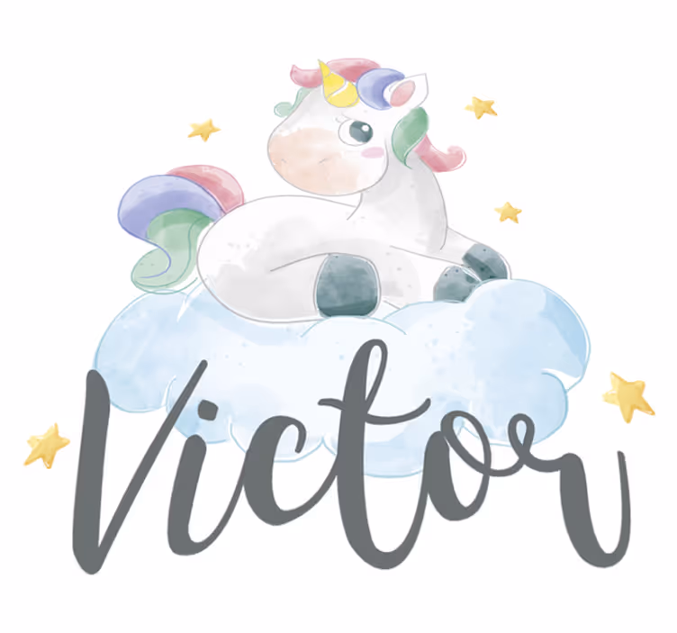 Tappeto vinile animali unicorno acquerello con nuvole - TenStickers