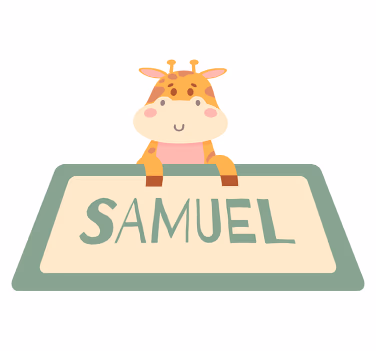 Tappeto vinile animali etichetta giraffa con nome - TenStickers