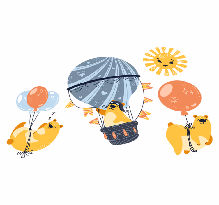 Tappeto vinile animali animali appesi ai palloncini - TenStickers