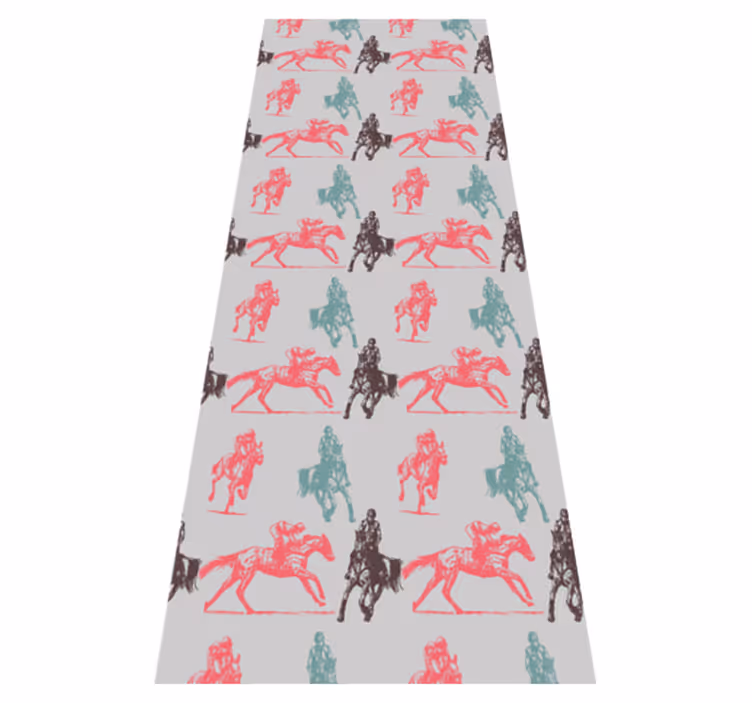 Tappeto vinile animali motivo cavalli su sfondo grigio - TenStickers
