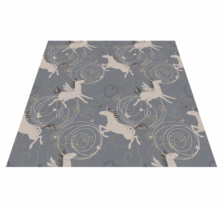 Tappeto vinile animali unicorni pegaso su sfondo scuro - TenStickers
