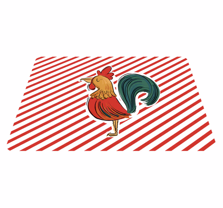 Tappeto vinile animali design gallo colorato originale - TenStickers