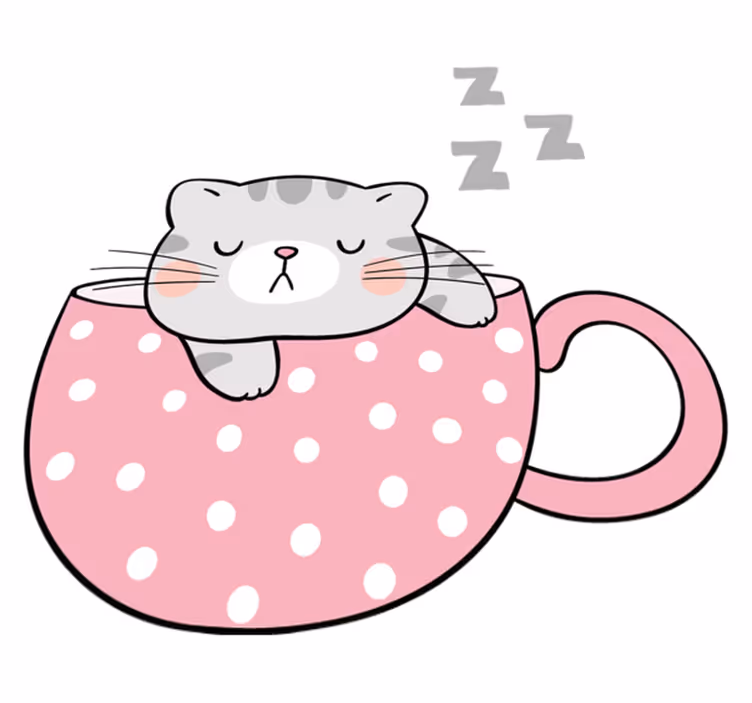 Tappeto vinile animali tazza gatta dormiente - TenStickers