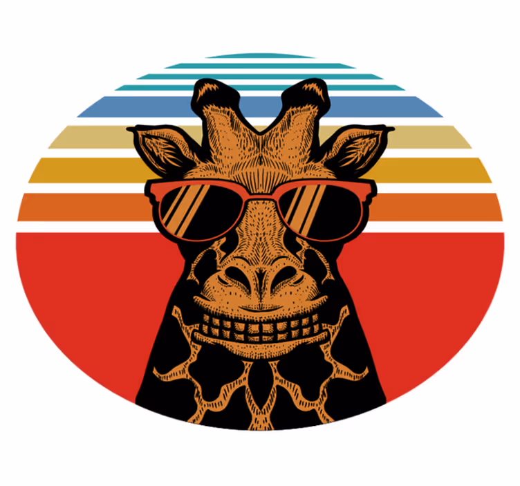 Tappeto vinile animali giraffa con occhiali cool - TenStickers