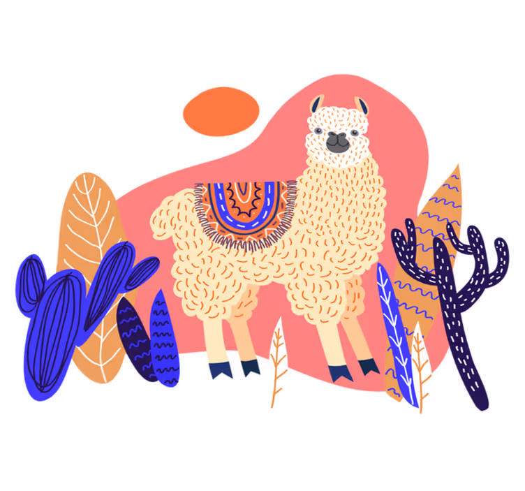 Tappeto vinile animali lama peruviano e cactus - TenStickers