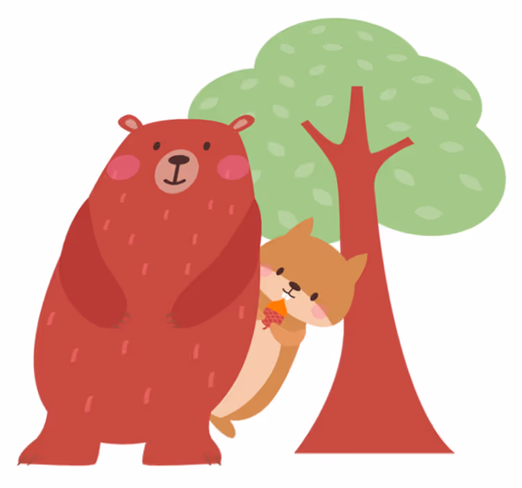 Tappeto vinile animali amicizia scoiattolo e orso - TenStickers
