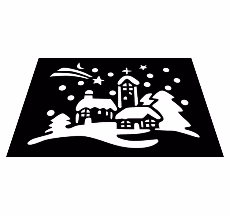 Tappeto vinile natale città bianco e nero - TenStickers
