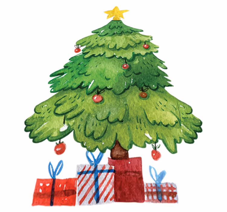 Tappeto vinile natale albero con regali - TenStickers
