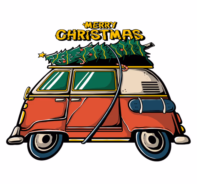Tappeto vinile natale auto di babbo natale - TenStickers