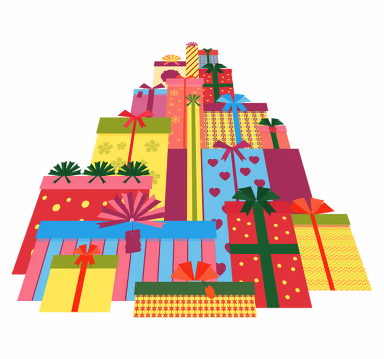 Tappeto vinile natale grande mucchio di scatole regalo - TenStickers