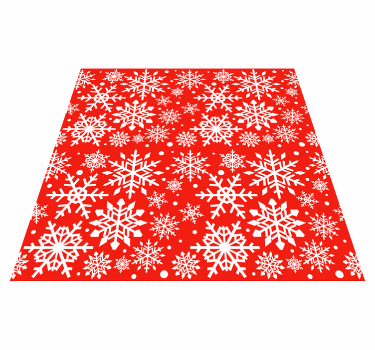 Tappeto vinile natale fiocchi di neve rossi - TenStickers