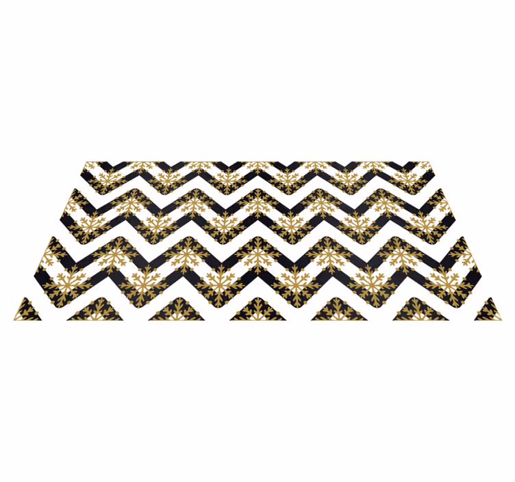 Tappeto vinile natale fiocchi d'oro su strisce zig zag - TenStickers