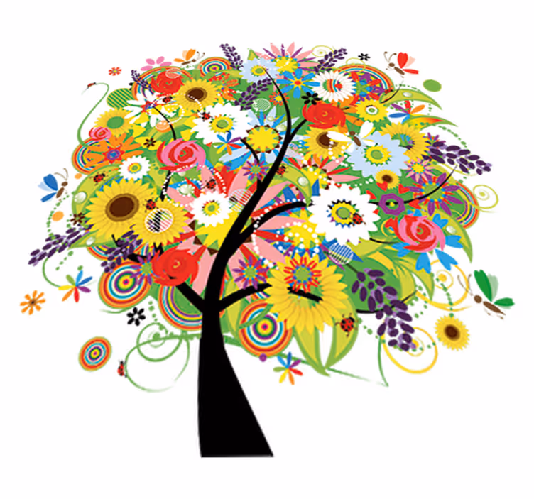 Tappeto vinile fiori albero d'estate - TenStickers
