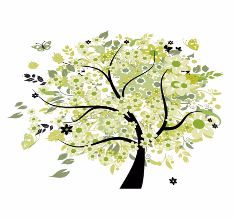 Tappeto vinile fiori albero di primavera verde - TenStickers