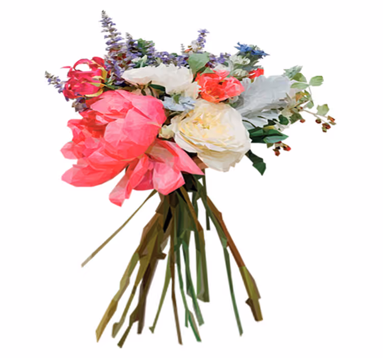 Tappeto vinile fiori bouquet geometrico - TenStickers