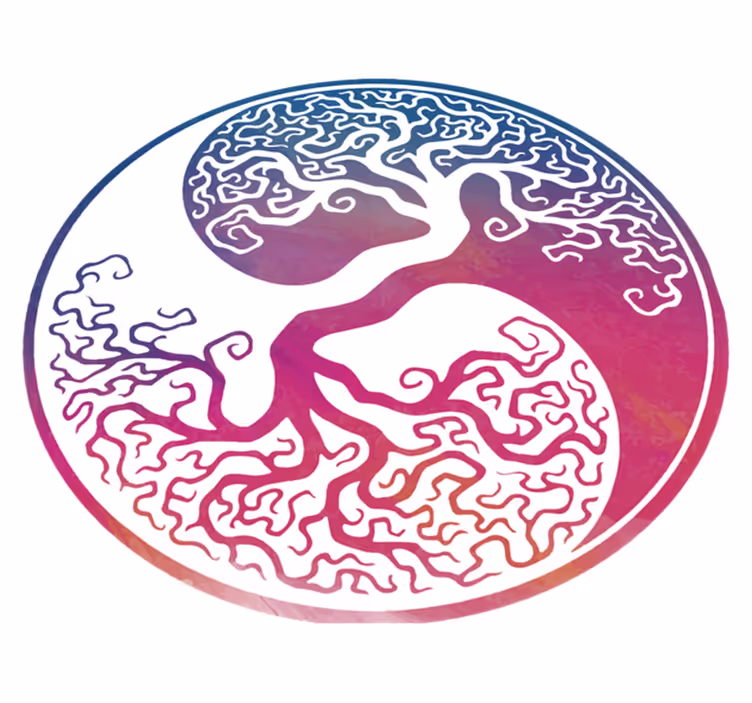 Tappeto vinile fiori albero della vita yin yang - TenStickers