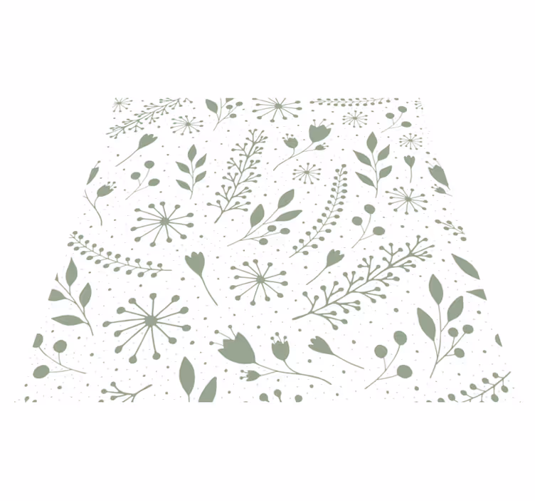Tappeto vinile fiori foglie verdi dolci design fiori - TenStickers