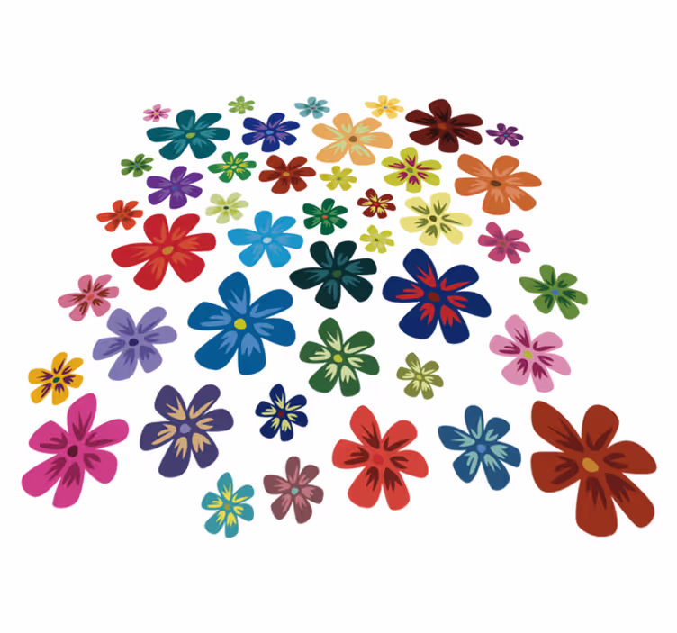Tappeto vinile fiori fogli colorati - TenStickers