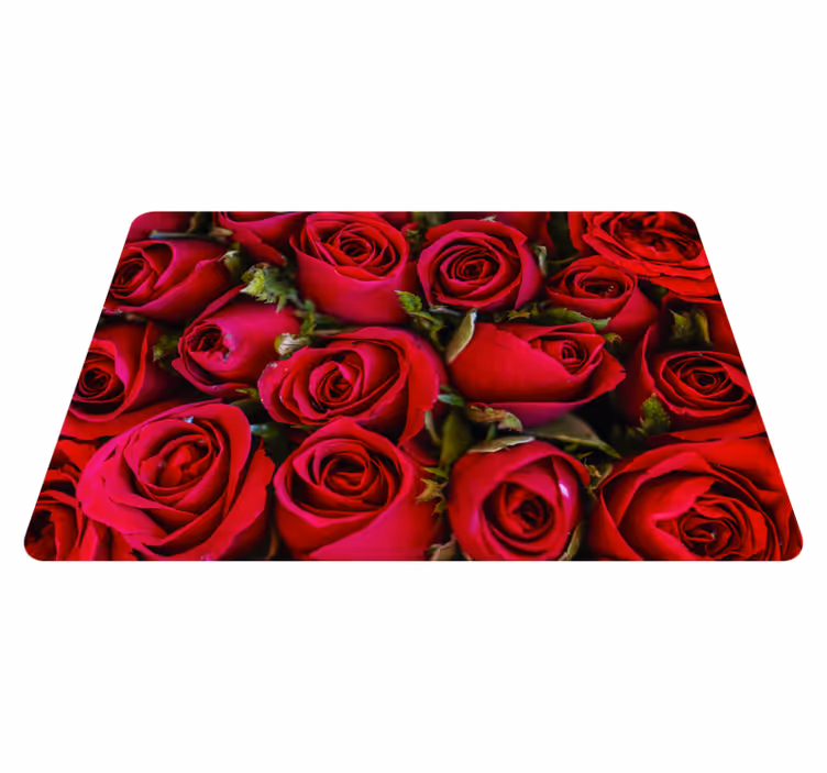 Tappeto vinile fiori stile floreale rosso - TenStickers
