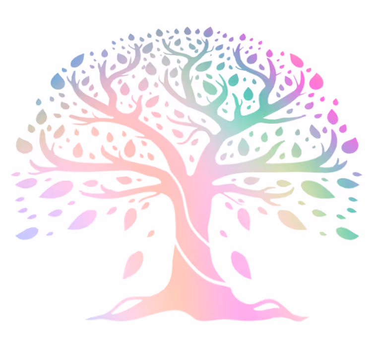 Tappeto vinile fiori albero della vita colori arcobaleno - TenStickers