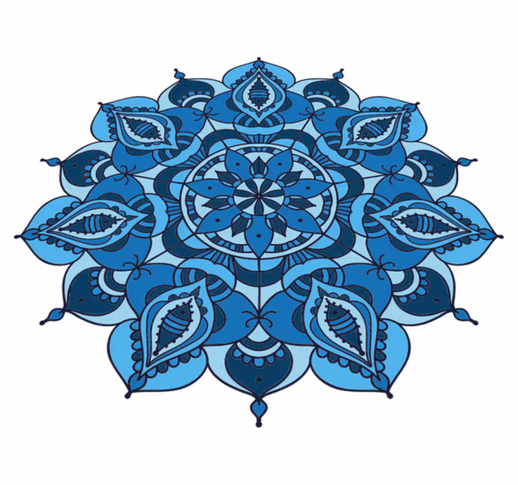 Tappeto vinile fiori mandala blu loto - TenStickers