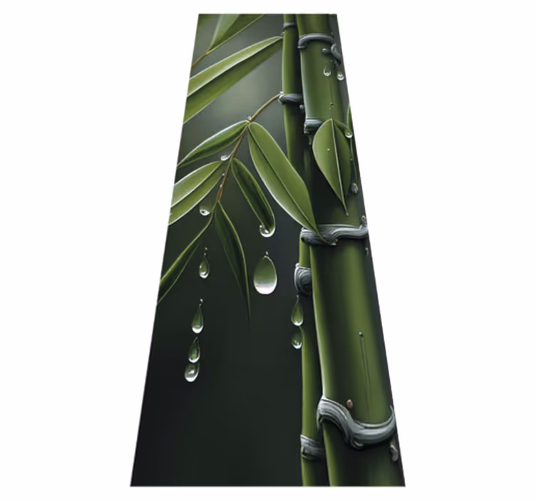 Tappeto vinile fiori bamboo con gocce - TenStickers