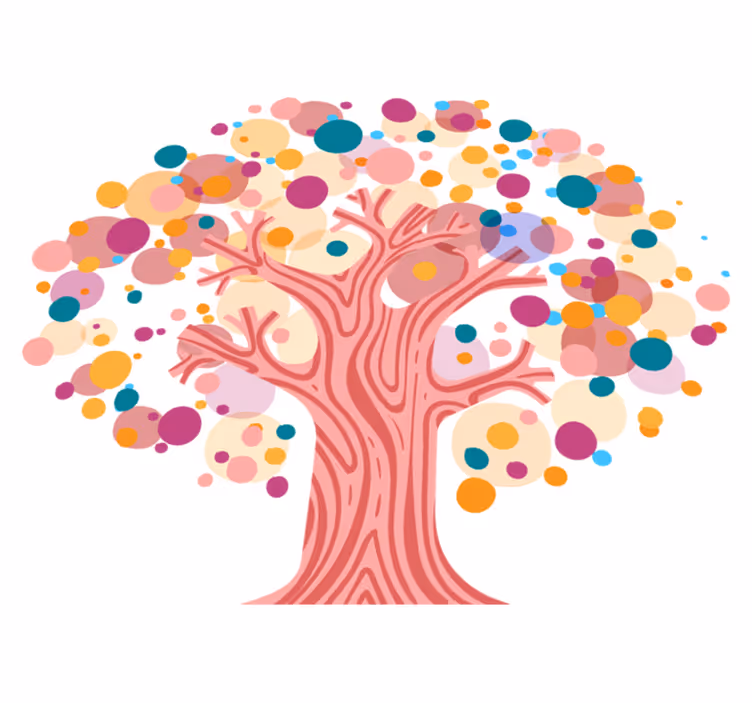 Tappeto vinile fiori silhouette albero colorato - TenStickers