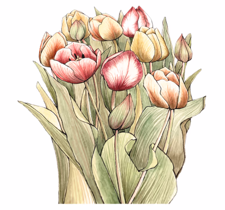 Tappeto vinile fiori bouquet di tulipani colorati - TenStickers