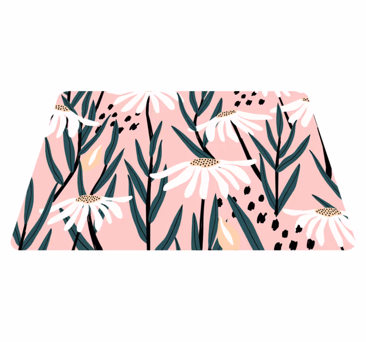 Tappeto vinile fiori fiori di margherita su sfondo rosa - TenStickers