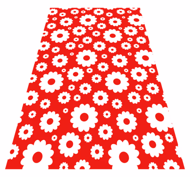 Tappeto vinile fiori margherite bianche e rosse - TenStickers