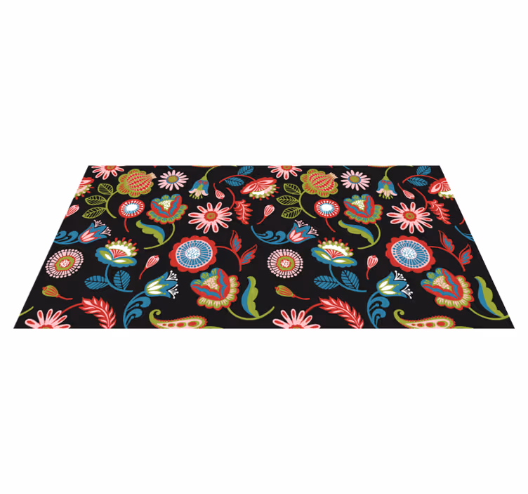 Tappeto vinile fiori motivo popolare colorato - TenStickers