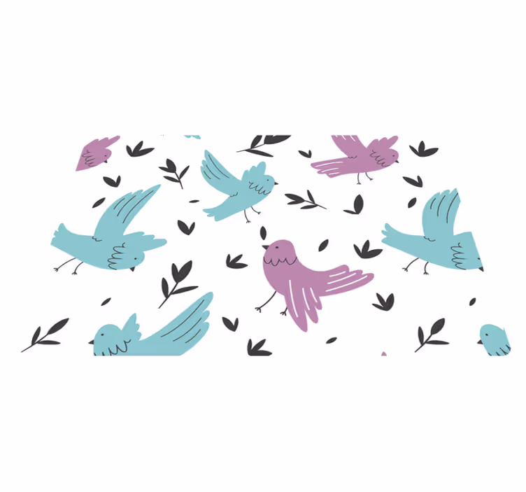 Tappeto vinile animali uccelli blu e viola - TenStickers