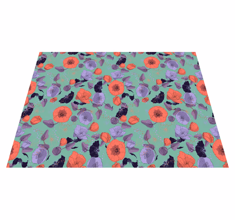 Tappeto vinile fiori papaveri eleganti - TenStickers