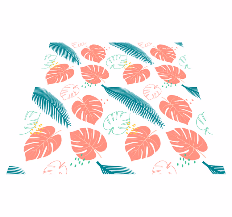 Tappeto vinile fiori foglie tropicali rosa - TenStickers