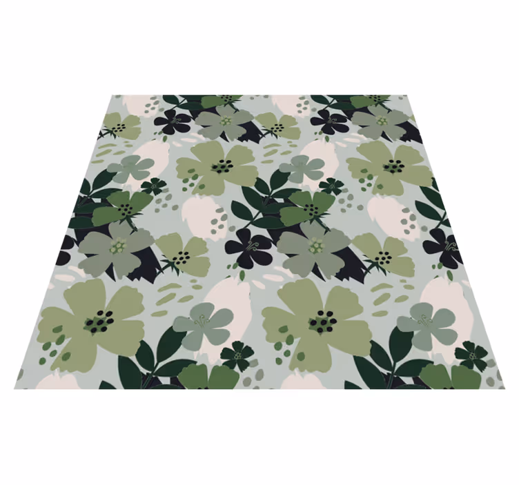 Tappeto vinile fiori tonalità verdi foglie floreali - TenStickers