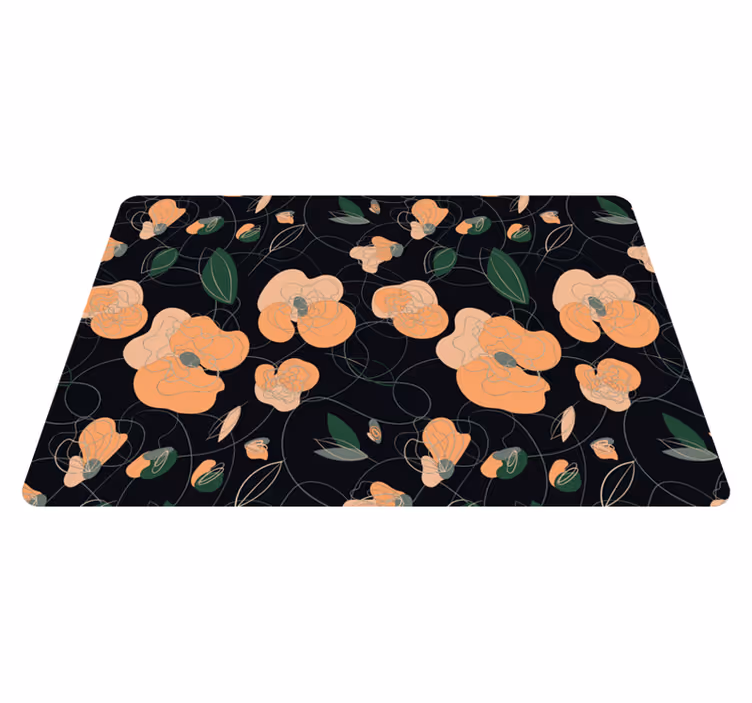 Tappeto vinile fiori motivo fauna e flora scura - TenStickers
