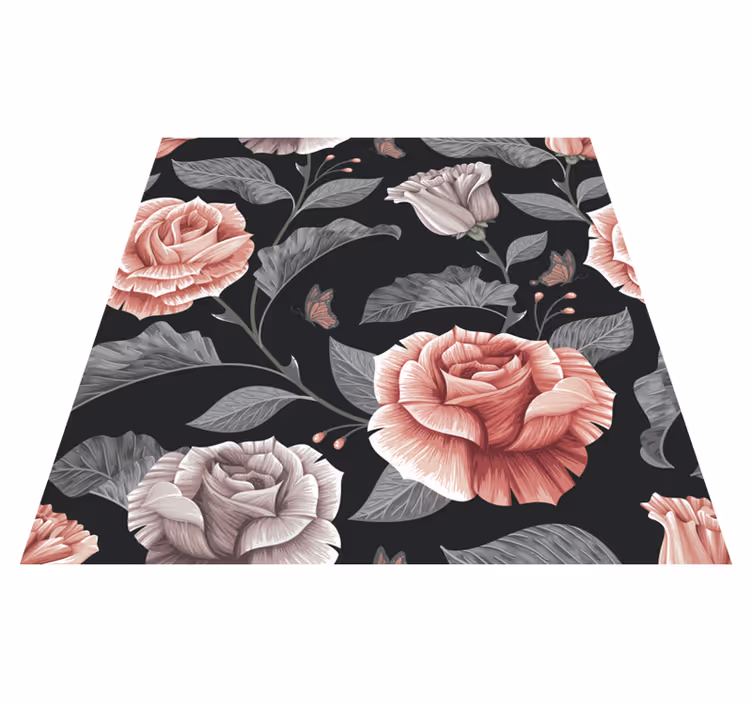 Tappeto vinile fiori motivo rose - TenStickers