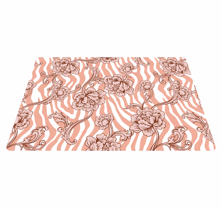Tappeto vinile fiori stampa zebra e fiori corallo - TenStickers