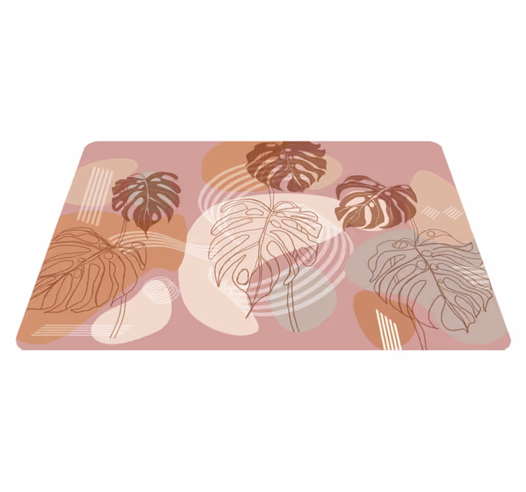 Tappeto vinile fiori schizzo continuo di foglie - TenStickers