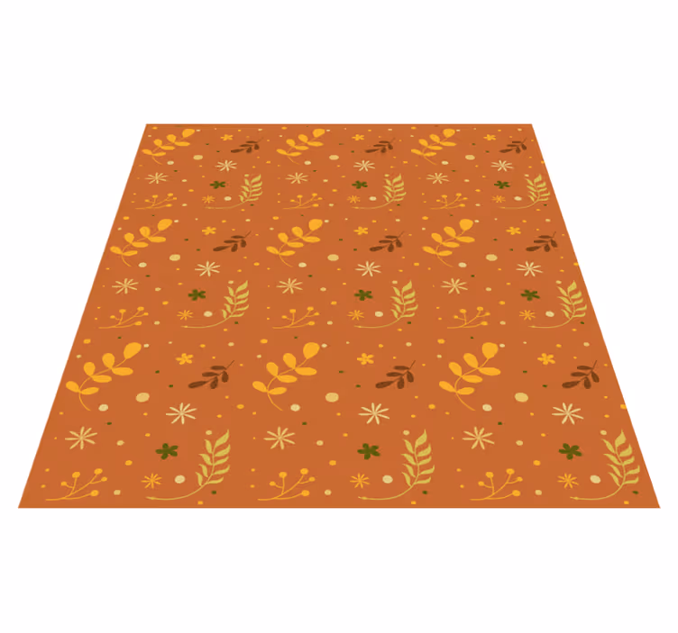 Tappeto vinile fiori tonalità arancioni foglie - TenStickers